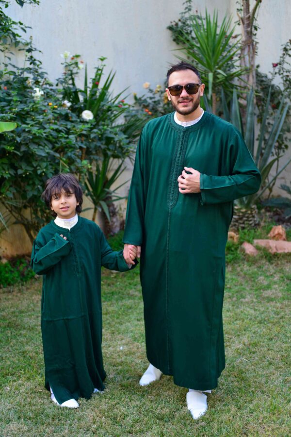 Caftan enfants mlifa de soie en vert