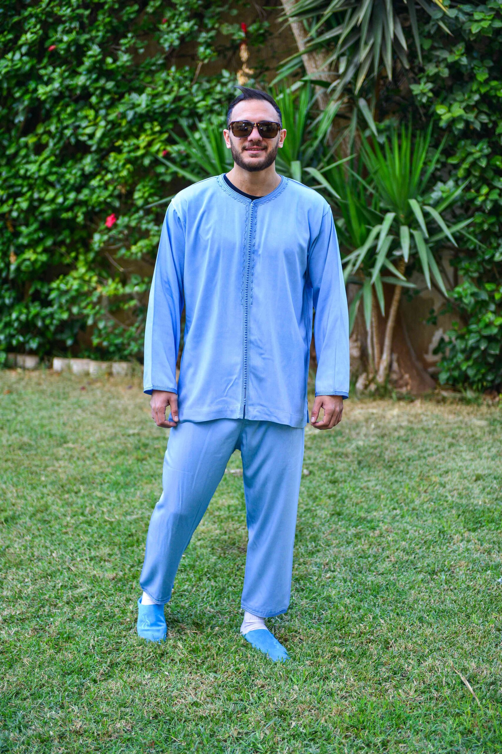 Jabador mlifa de soie en bleu ciel pour hommes