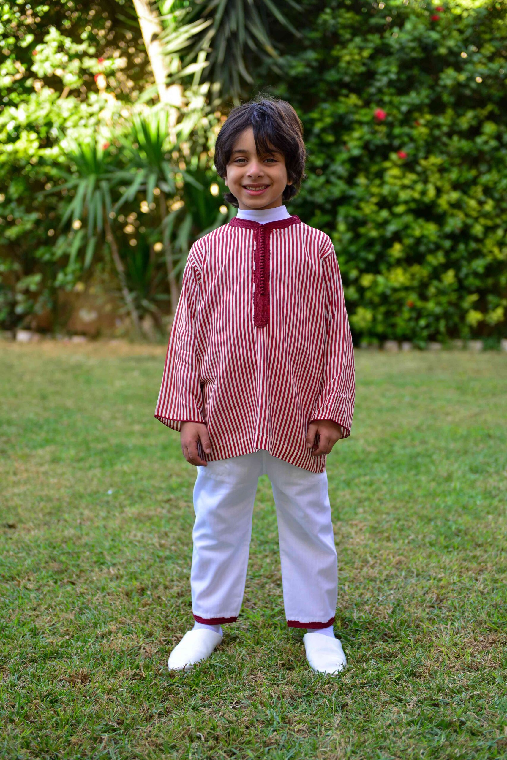 Jabador enfants coton rouge rayé